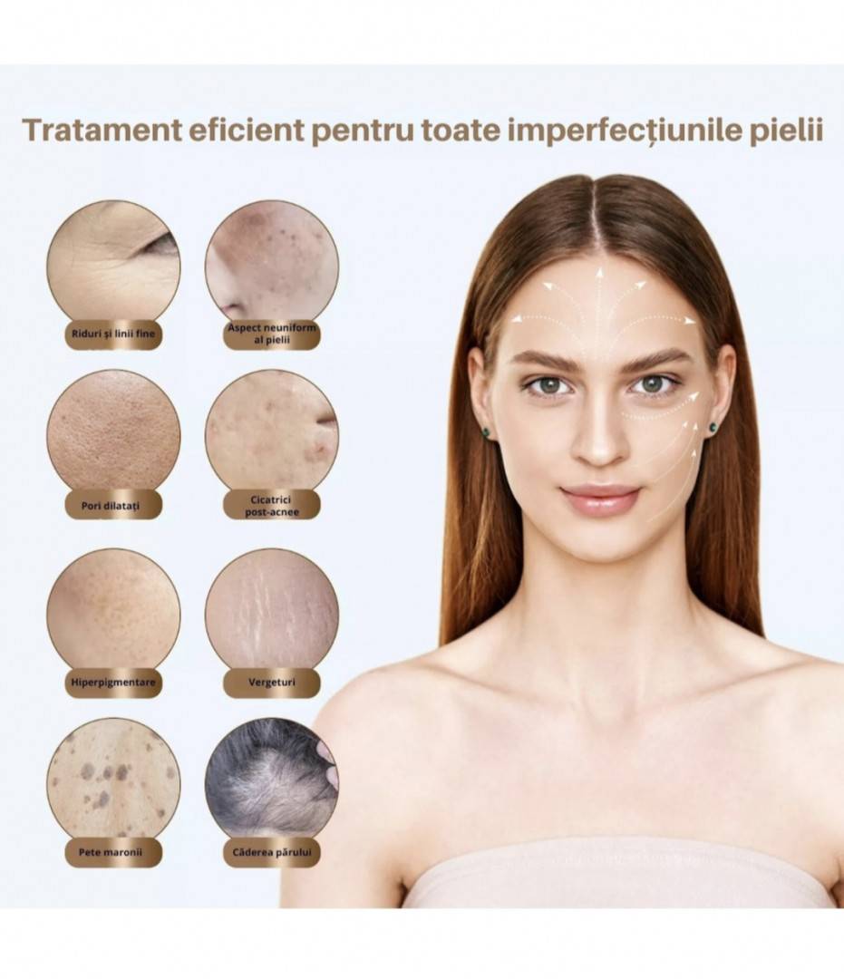 Bio Pen Q2 - ( Dr Pen ) 3-in-1 cu Microneedling, LED si EMS dispozitiv pentru fata si tratamente impotriva caderii parului - CADOU - 6 ace