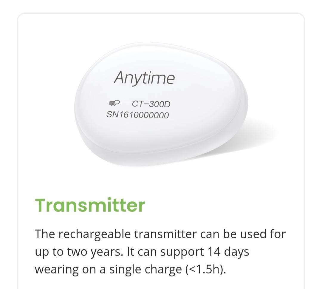 Transmitator - Sistem Monitorizare Continua Glicemie - Anytime CT3 - 2 ani (transmitator + incarcator )